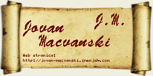 Jovan Mačvanski vizit kartica